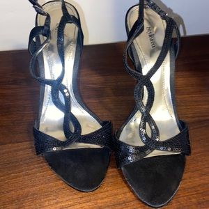 black high heels with sequins